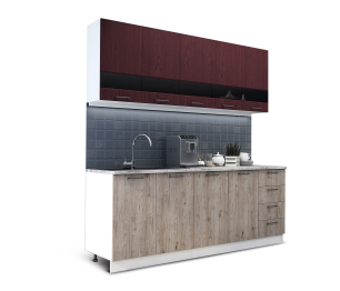 Кухня Астра 2,0 м Красное дерево патина/Дуб галиано МДФ