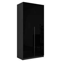 Шкаф распашной Е1 Локер 101x52.5x220 см, с черным стеклом и полками