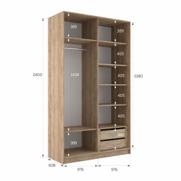 Шкаф-купе Эста 2-х дверный Стекла пудра/Доводчик 200х66х240