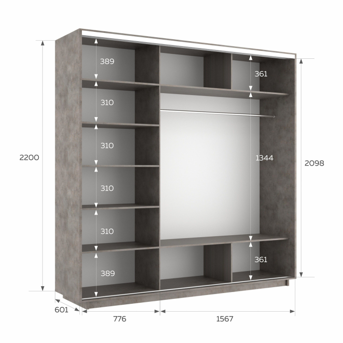 Шкафы-купе 3-х дверные, Шкаф-купе Экспресс 3-х дверный Фотопечать Квадрат Стекла 240х60х220
