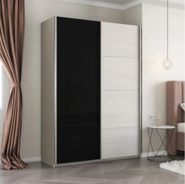 Шкаф-купе Прайм 2-х дверный ДСП/Стекло черное/Доводчики 160х57х230