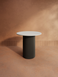 Стол круглый обеденный с чёрным металлическим подстольем TRUBIS Wood L 80