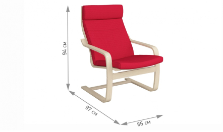 Кресло Эльба (Чехол с подголовником) Натурал — красный