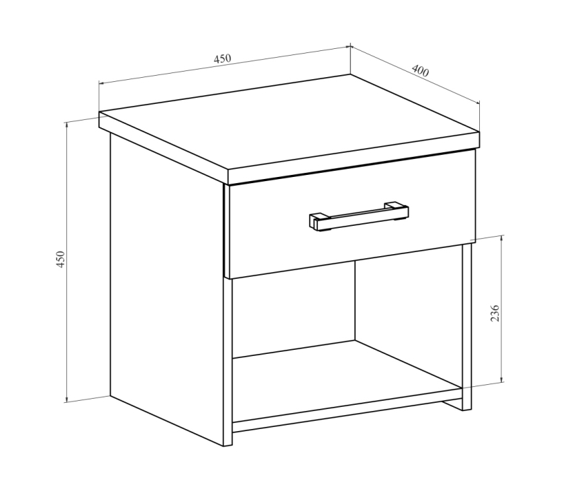 Прикроватные тумбы, Тумба прикроватная с ящиком Виктория ВИ-16