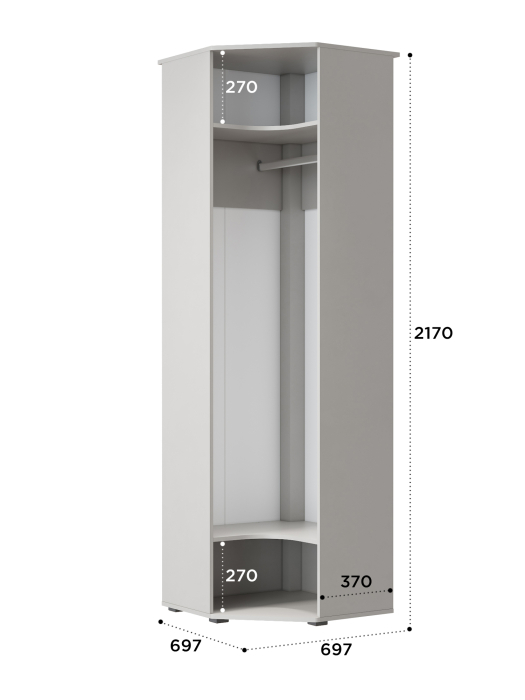 Угловые шкафы, Шкаф угловой Эмилия ЭЛ-14К глухой