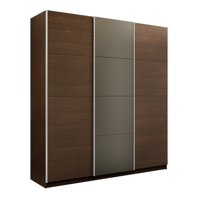 Шкафы-купе 3-х дверные, Шкаф-купе Прайм 3-х дверный Стекла хаки/ДСП/Доводчики 180х57х230