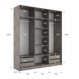 Шкаф-купе Эста 3-х дверный Стекла пудра/Доводчик 270х66х240