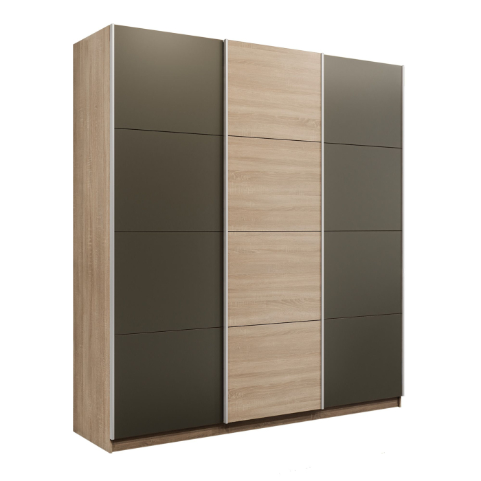 Шкафы-купе 3-х дверные, Шкаф-купе Прайм 3-х дверный Стекла хаки/ДСП/Доводчики 180х57х230
