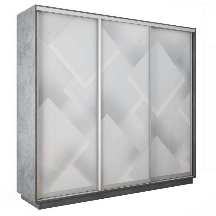 Шкафы-купе 3-х дверные, Шкаф-купе Экспресс 3-х дверный Фотопечать Квадрат Стекла 210х45х240