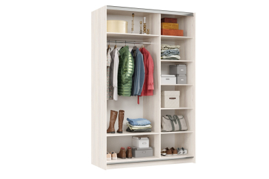 Шкаф-купе Smart 1422 2х дверный (фасады ЛДСП,зеркало) профиль серебро