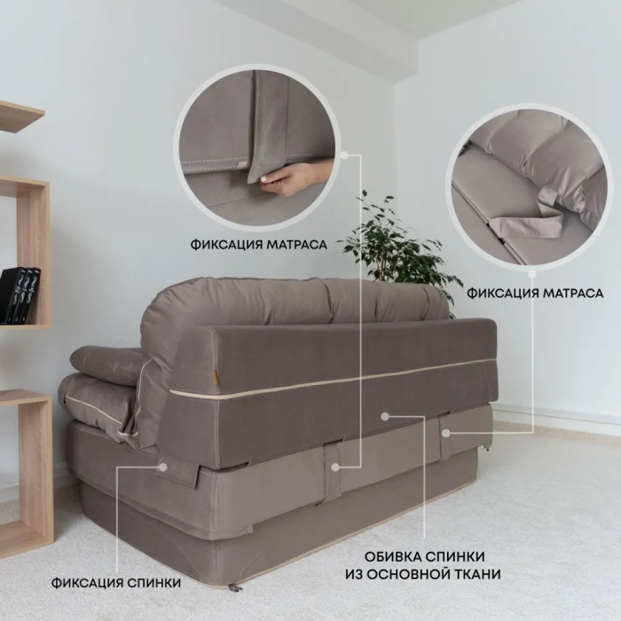 Дизайнерские диваны для гостиной, Бескаркасный диван-кровать Клиффорд 1950*930 мм велюр