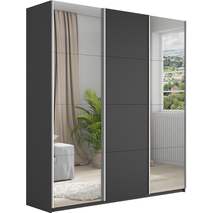Шкафы-купе 3-х дверные, Шкаф Прайм трио 1ДСП+2 зеркало 2300х1800х570