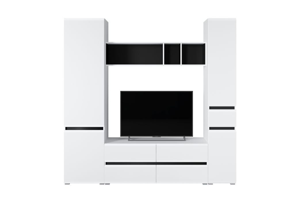 Настенные полки, Полка Сидней 15.57, белый премиум, черный