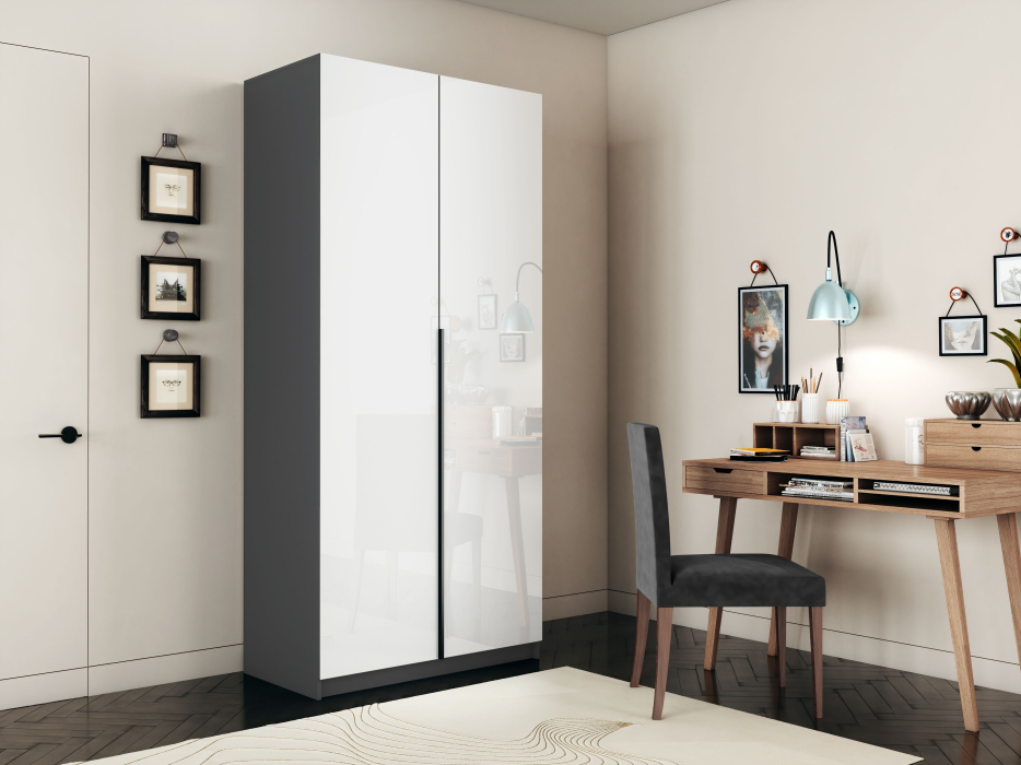 Шкафы распашные, Шкаф распашной Е1 Локер 101x52.5x220 см, с белым стеклом