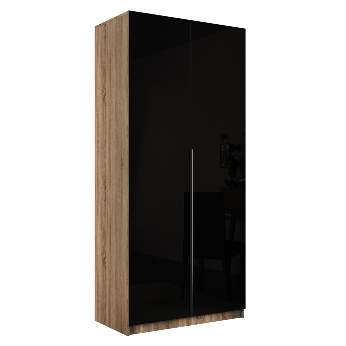 Шкафы распашные, Шкаф распашной Е1 Локер 101x52.5x220 см, с черным стеклом и модулем