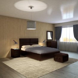 Кровать с мягким изголовьем Риальто, ПМ 1 ящик, экокожа, 180*200