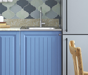 Кухня Хозяюшка 1,5 м Акация белая/Деним МДФ