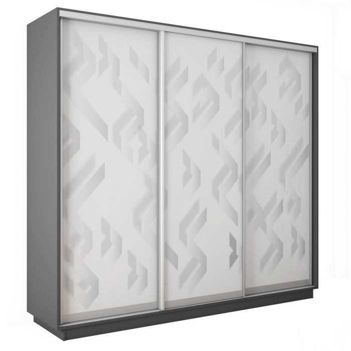 Шкафы-купе 3-х дверные, Шкаф-купе Экспресс 3-х дверный Фотопечать Ленты Стекла 240х45х240