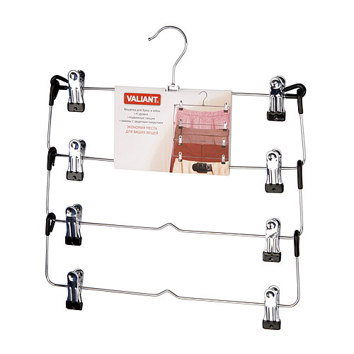Вешалки, Вешалка для одежды метал. с зажимами для брюк и юбок четырехуровн.секционная