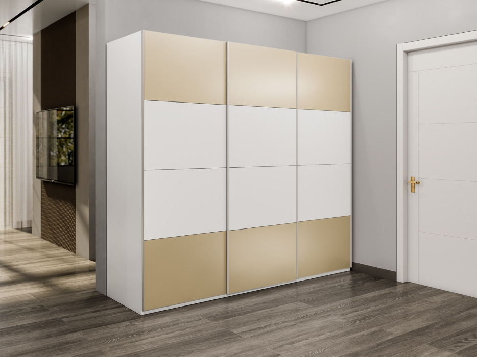 Шкафы-купе 3-х дверные, Шкаф-купе Эста 3-х дверный ДСП/Стекла фисташка/Доводчик 300х66х240