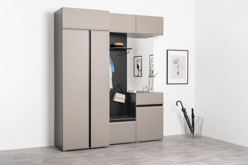 Для одежды, Шкаф двустворчатый Сидней 16.367.02, антрацит, веллюто капучино