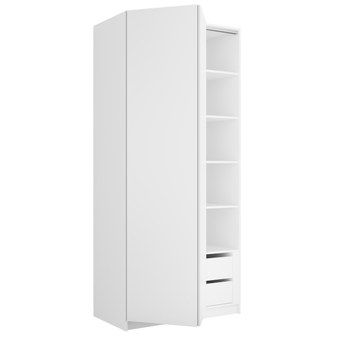 Шкафы распашные, Шкаф складной Е1 Локер ("Гармошка" с системой Push to Move/Левый)101х52,5х220 см, с полками и модулем