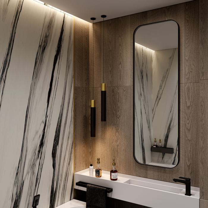 Зеркала в спальню, Дизайнерское настенное зеркало GENGLASS Kuvino M в металлической раме