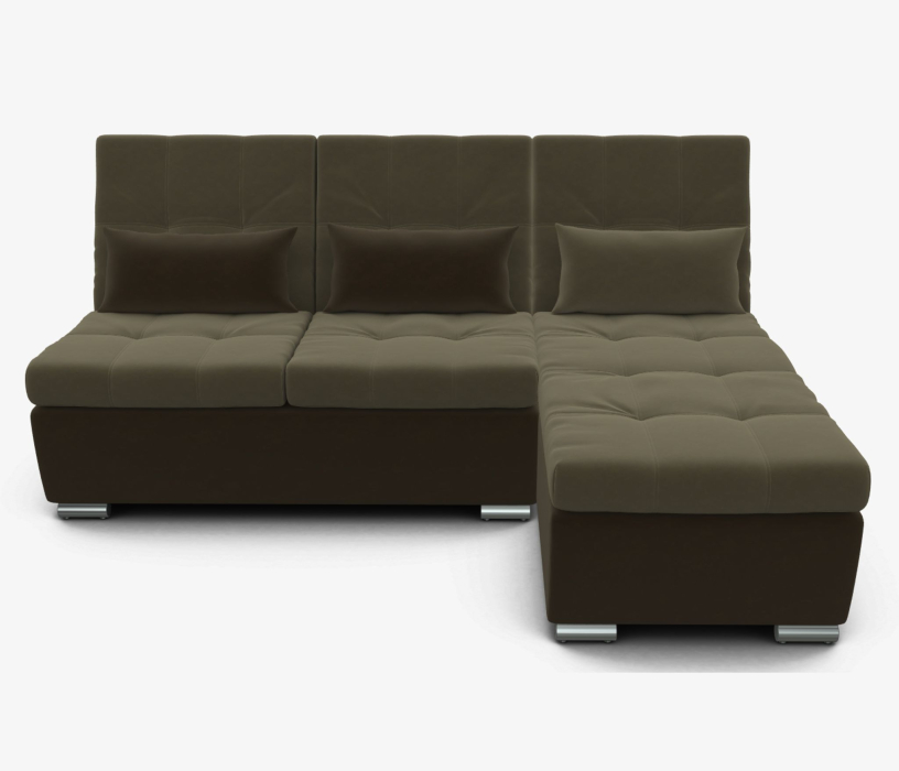 Диваны угловые в гостиную, Угловой диван Аджио 2-х местный с оттоманкой велюр