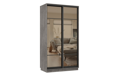 Шкаф-купе Премьер 04 (11ЗБ;11ЗБ) фасады зеркало бронза/двухдверный/Профиль чёрный муар