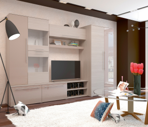 Гостиная МДФ МОНАКО (ясень / какао)