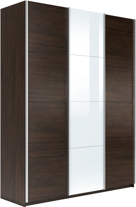 Шкафы-купе 3-х дверные, Шкаф-купе Прайм 3-х дверный ДСП/Стекло белое/Доводчики 210х57х230