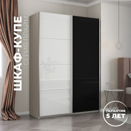 Шкаф-купе Прайм 2-х дверный Стекло белое/Стекло черное/Доводчики 120х57х230