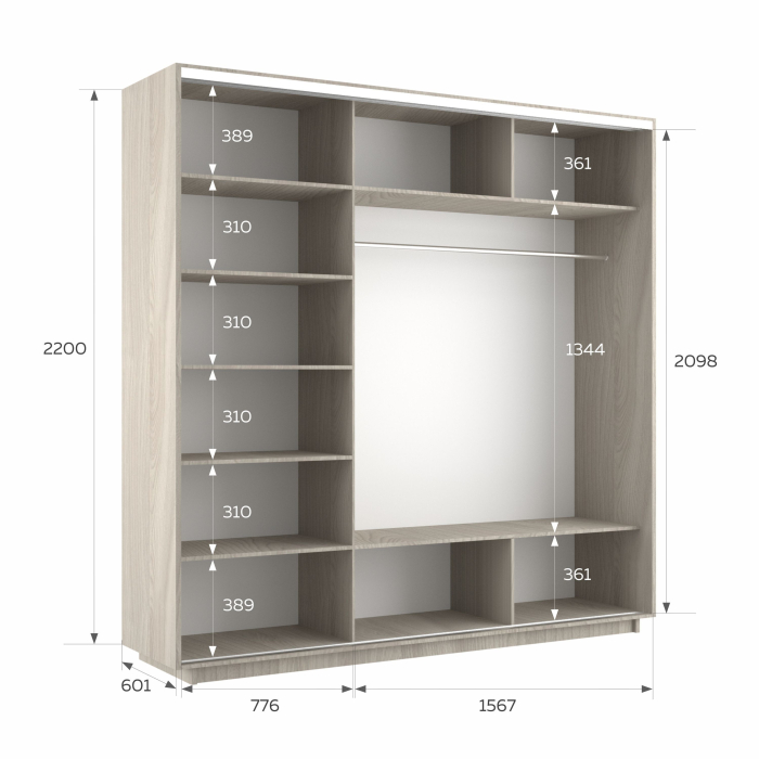 Шкафы-купе 3-х дверные, Шкаф-купе Экспресс 3-х дверный Фотопечать Калейдоскоп Стекла 240х60х220