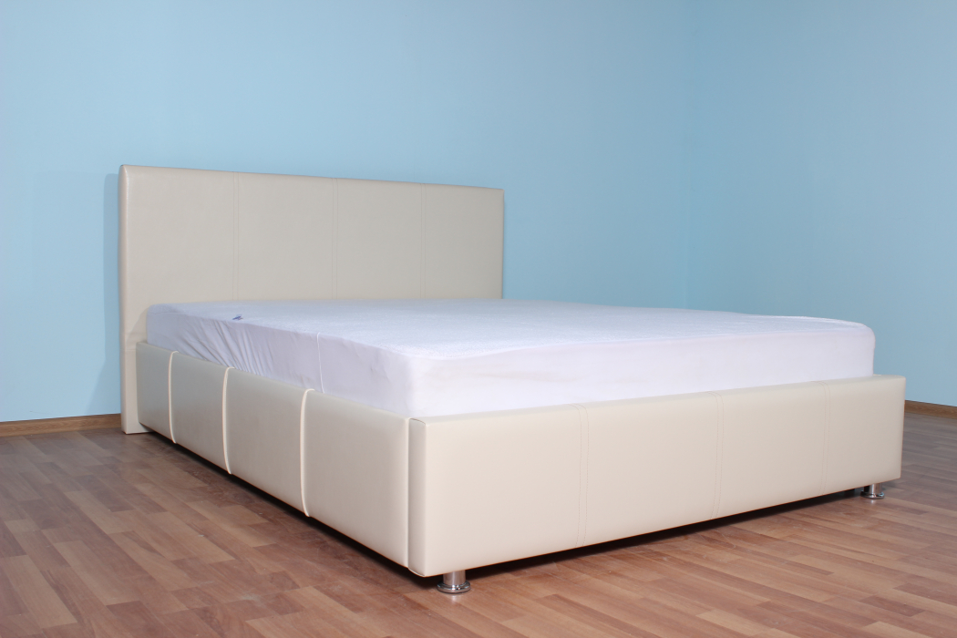 Двуспальные, Кровать с мягким изголовьем Атриум, ПМ с 1 ящиком, экокожа, 160*200