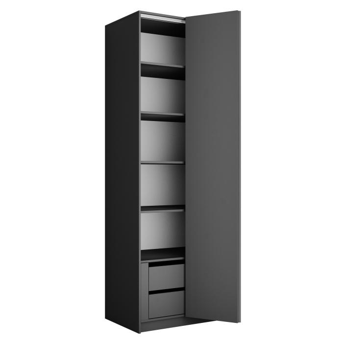 Шкафы распашные, Шкаф складной Е1 Локер ("Гармошка" с системой Push to Move/Правый)81х52.5х220 см, с полками и модулем