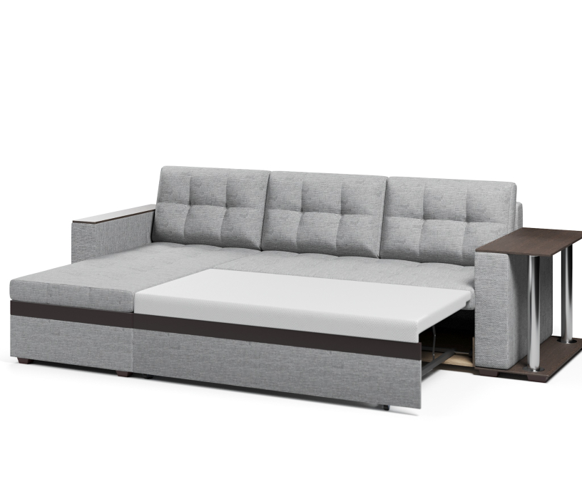 Диваны угловые, Диван-кровать угловой Атланта со столом дельфин,рогожка+экокожа