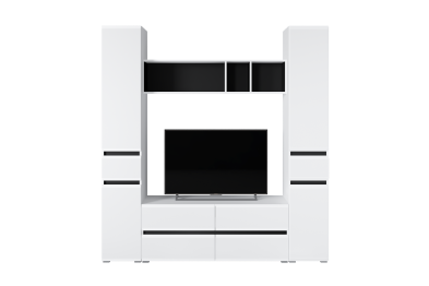 Тумба под ТВ Сидней 13.63, белый премиум, черный, белый глянец