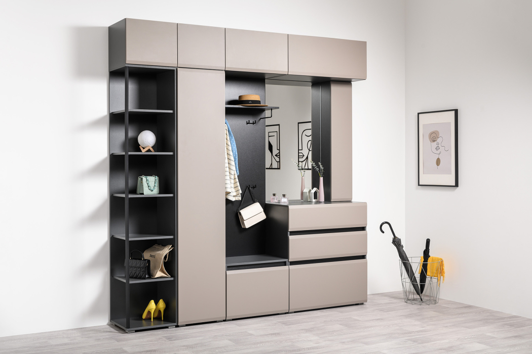 Шкафы распашные, Шкаф навесной Сидней 16.314.04, антрацит, веллюто капучино