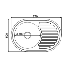 Мойка овал 50х77 (0,8) лев, с сифоном