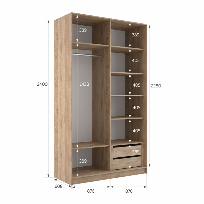 Шкафы-купе 2-х дверные, Шкаф-купе Эста Стекло черно+Стекло черное 180х66х240