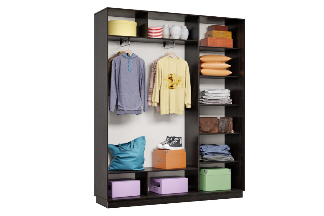 Шкафы-купе 3-х дверные, Шкаф-купе Премьер 21 (01ЗБ;01ЗБ;01ЗБ) фасады зеркало бронза/трёхдверный/Профиль чёрный муар