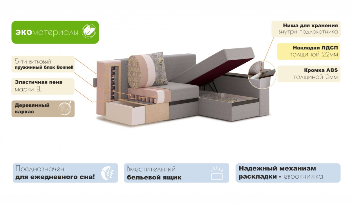 Диваны угловые, Браун угол ЛВ(7) Тип D
