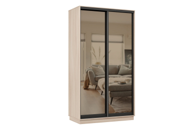 Шкаф-купе Премьер 01 (01ЗБ;01ЗБ) фасады зеркало бронза/двухдверный/Профиль чёрный муар