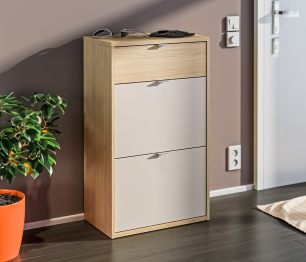 Обувница Афина СБ-3318 Дуб Винченца/Дуб Винченца,Кашемир серый