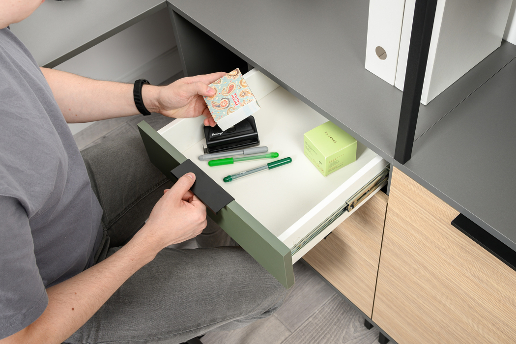 Детские тумбы, Тумба Марвэл 16.160, темно-серый, плэйн, дымчатый зеленый