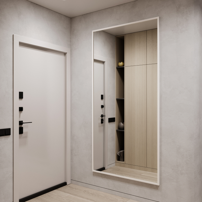 Зеркала в спальню, Дизайнерское настенное напольное зеркало GENGLASS Halfeo XL в металлической раме