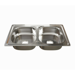 Мойка врез 46х81 (0,8) 2-х чаш, с сифоном