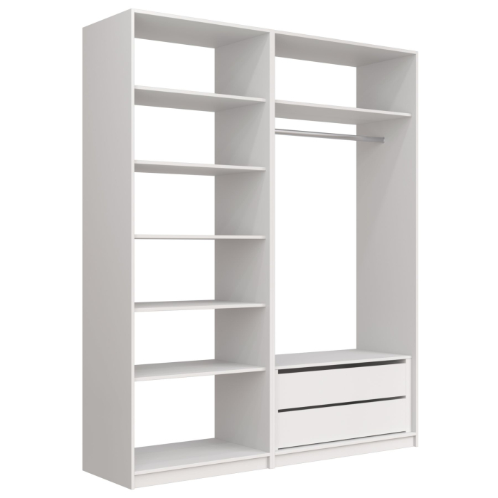 Гардеробные, Прямая гардеробная система с полками и модулем MOD_COMPL