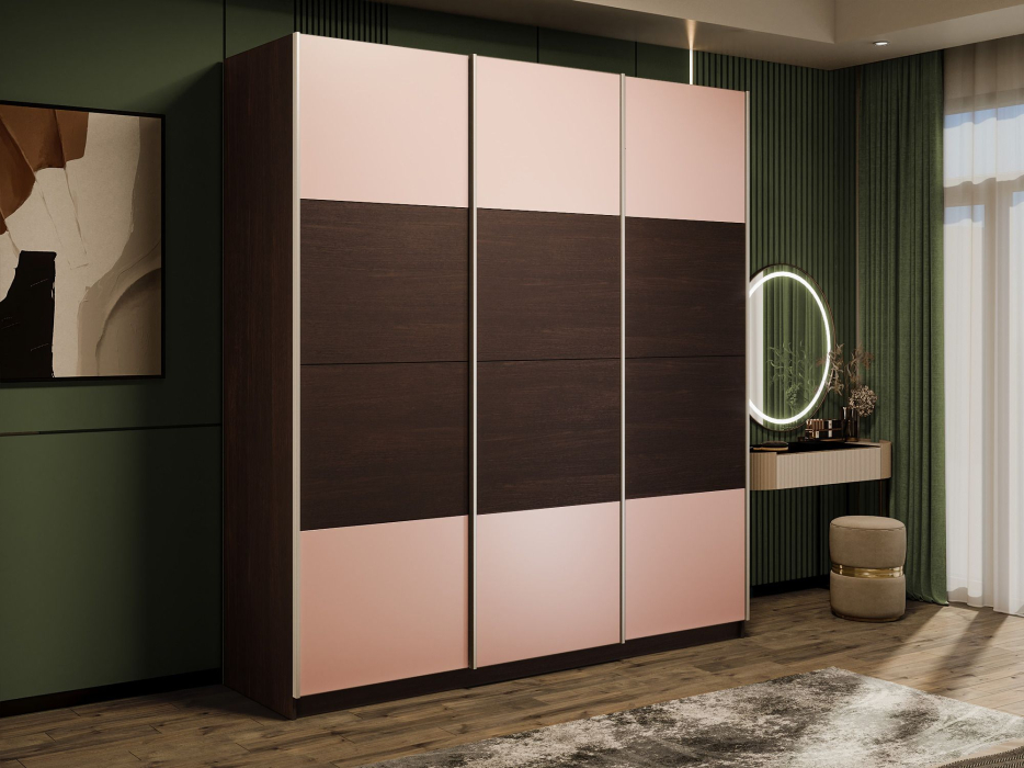 Шкафы-купе 3-х дверные, Шкаф-купе Эста 3-х дверный ДСП/Стекла пудра/Доводчик 270х66х240