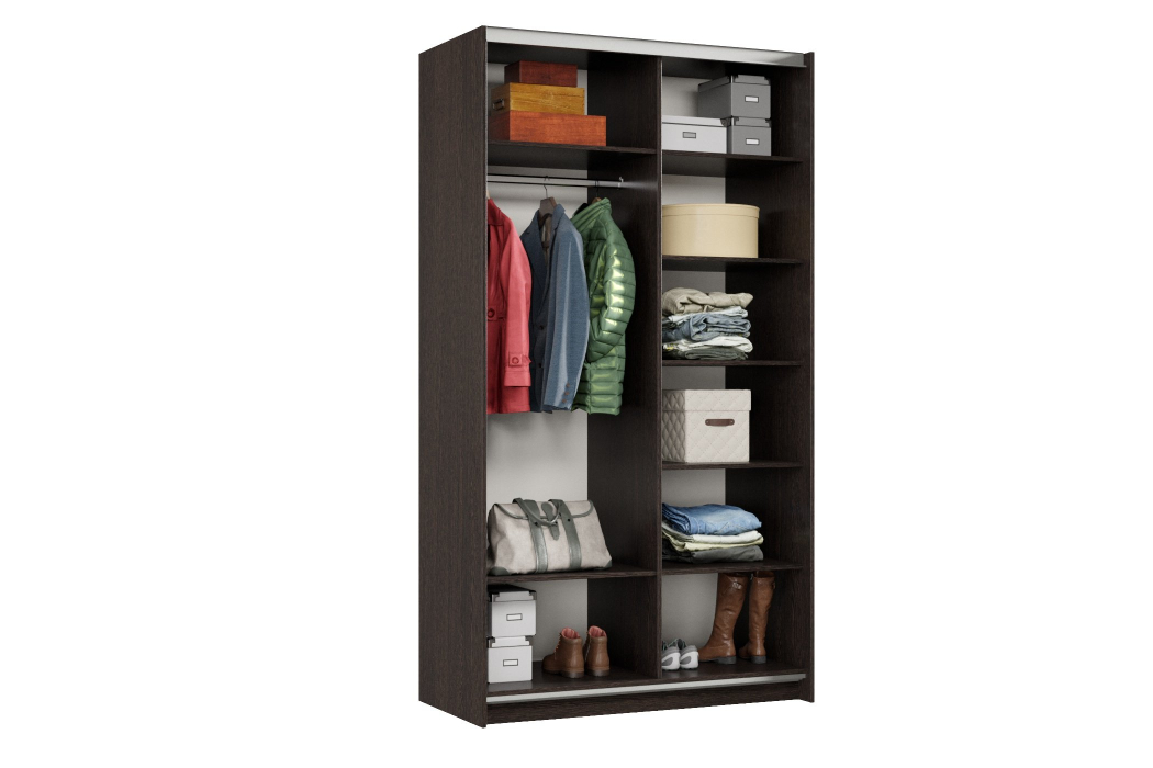 Шкафы-купе 2-х дверные, Шкаф-купе Smart 1224 2х дверный (фасады ЛДСП/зеркало) профиль серебро